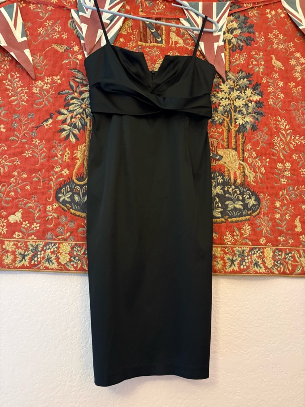 Donna Ricco Black Midi Spaghetti-Strap Sheath Dress